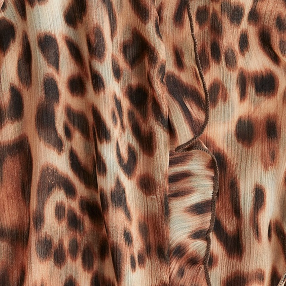 NWT H&M Plus Size 4X Sheer Leopard Print Blouse with Tie Closures - Picture 2 of 3